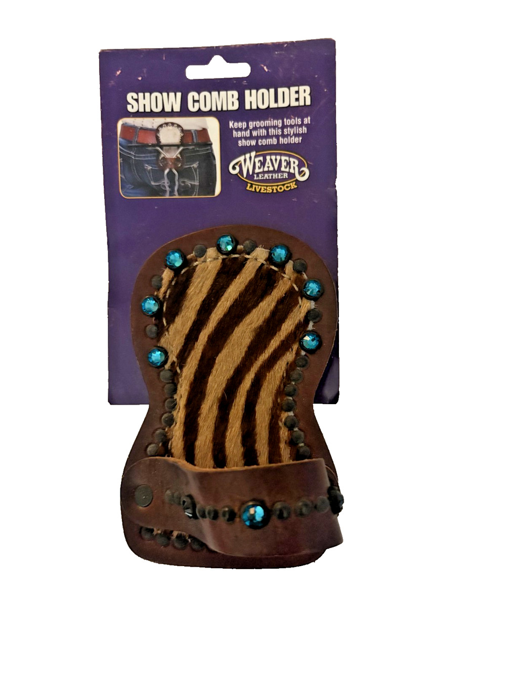 Weaver Leather Livestock Show Comb Holder Brown Zebra Hair-on hide